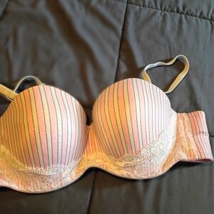Victoria's Secret Pink Striped Lace Bra